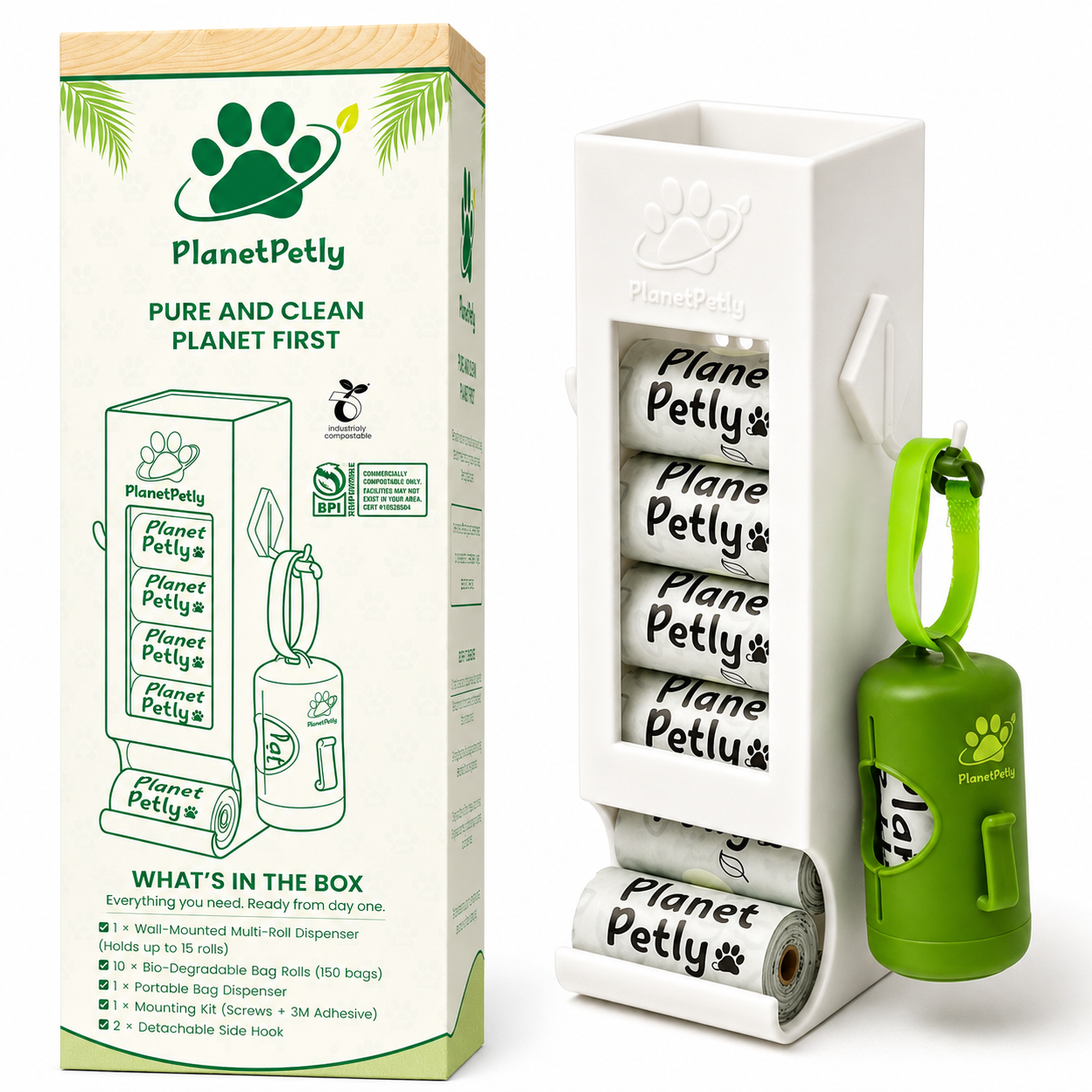 Wall-Mounted Multi Roll Poop Bag Dispenser